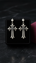 Sterling Silver Gothic Cross Earrings