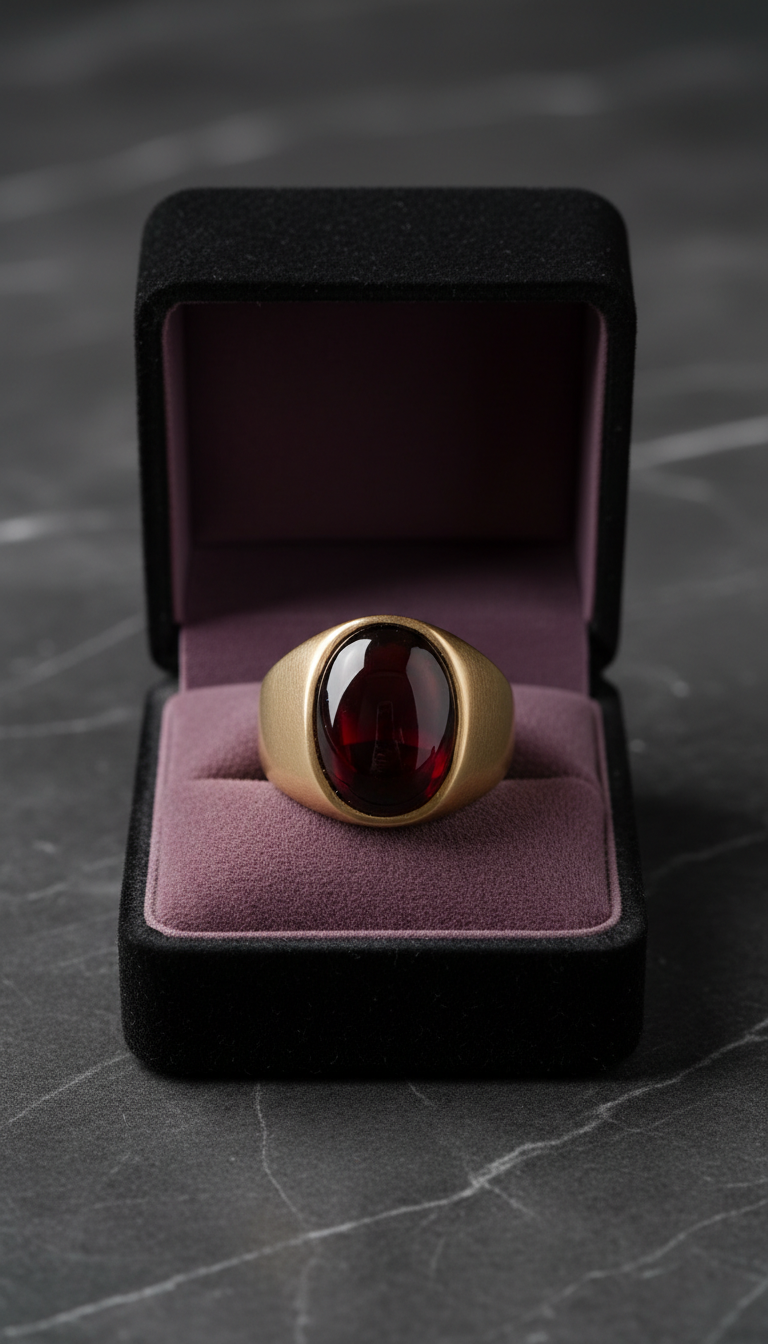 Blood Garnet Signet Ring